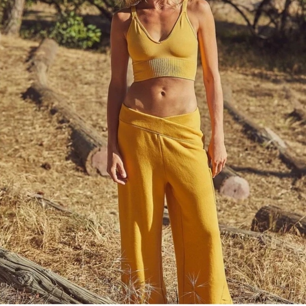 Free People Movement Overlap Wide Leg Cropped Sweatpants